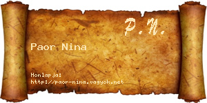 Paor Nina névjegykártya